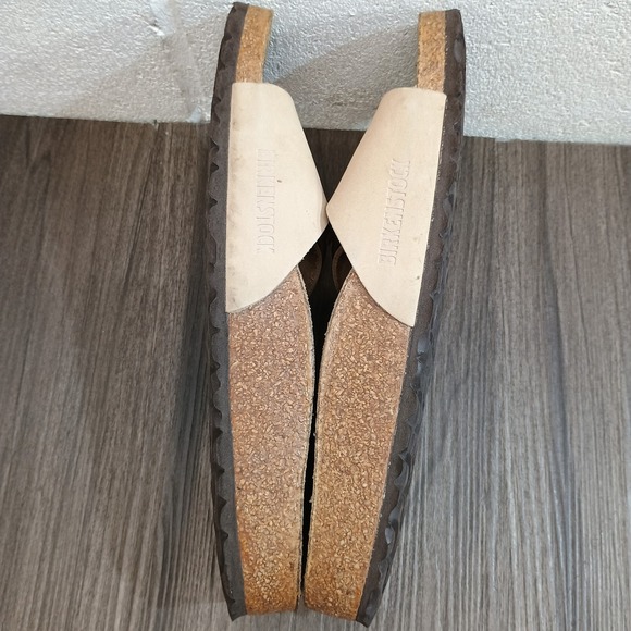 Birkenstock Madrid Big Buckle Leather Sandals Beige Gold Buckle Women's 6-6.5 - Picture 5 of 8